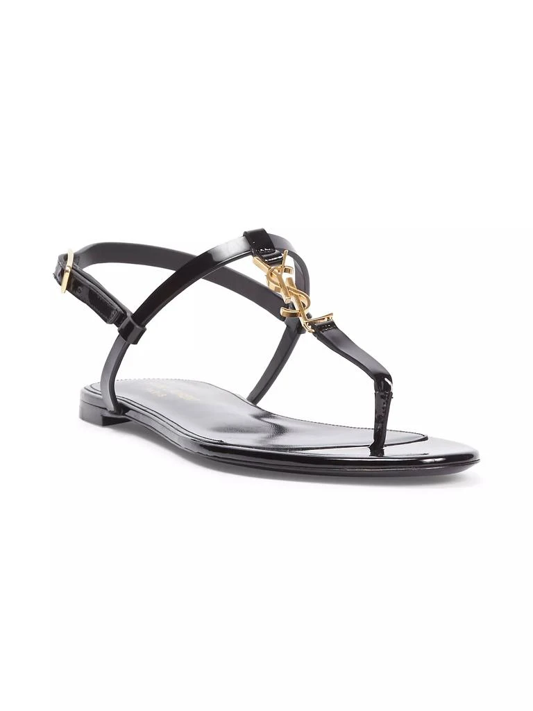 Yves Saint Laurent Cassandra Patent Leather Slingback Thong Sandals 2