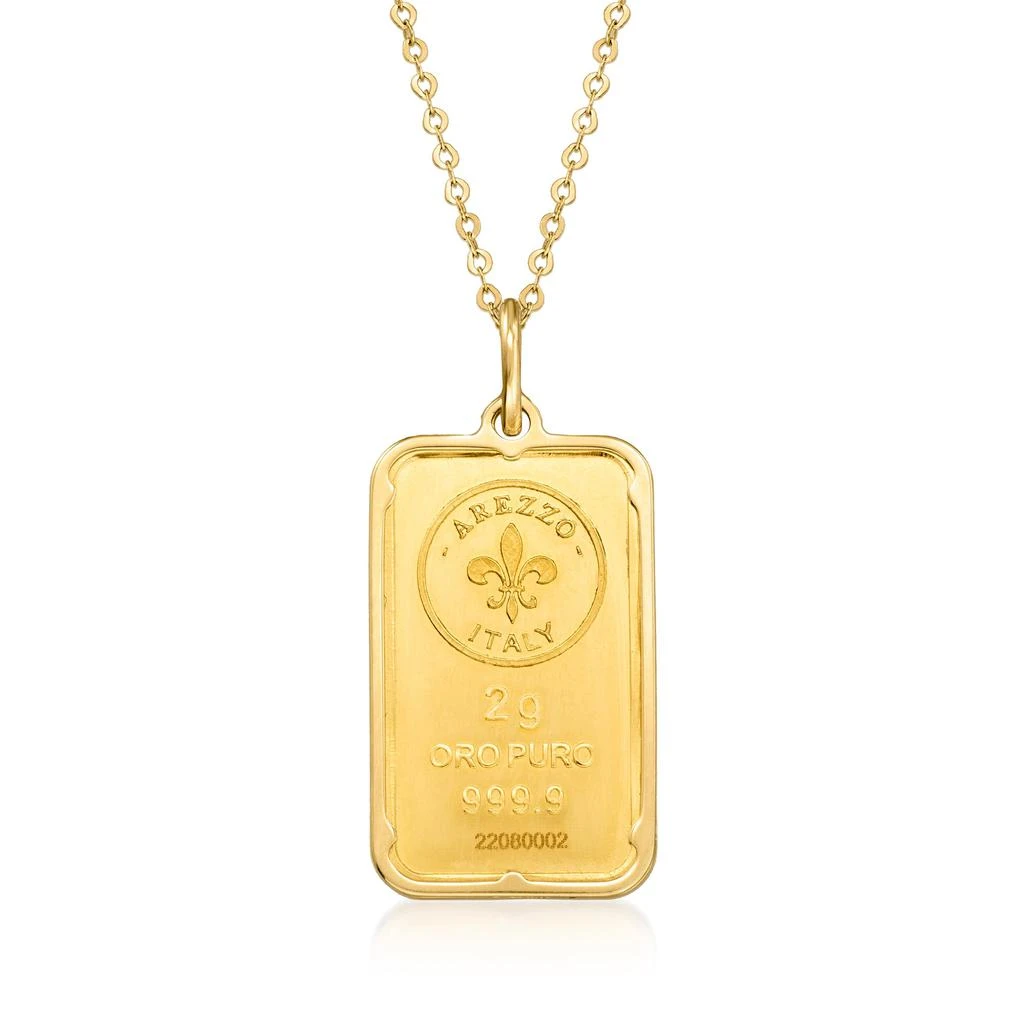 Ross-Simons Italian 24kt Yellow Gold 2-Gram Ingot Pendant Necklace With 14kt Yellow Gold Frame 1