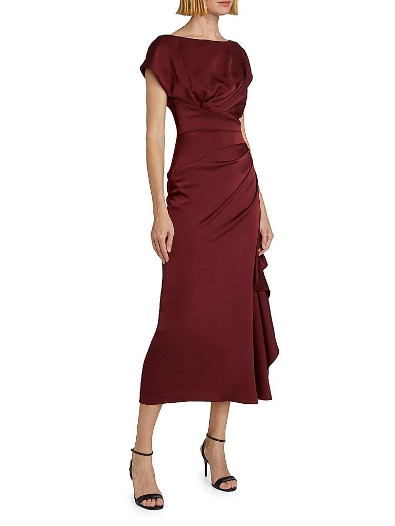 LELA ROSE Florence Draped Satin Dress 4