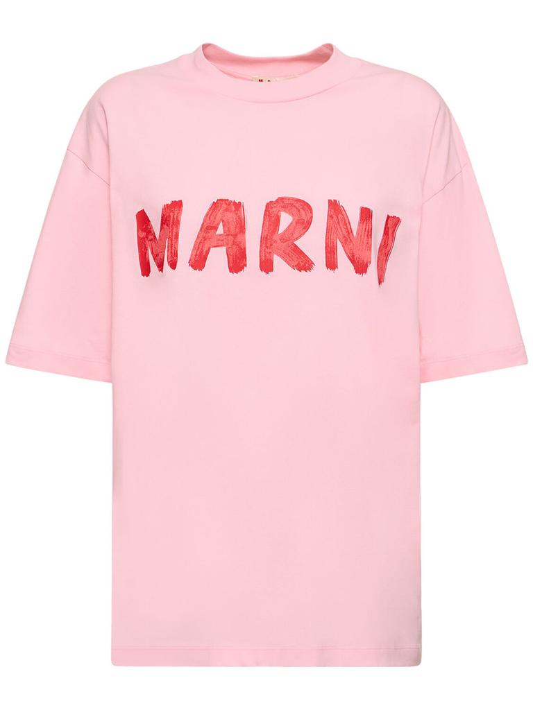 MARNI Oversize Cotton Jersey Logo T-shirt