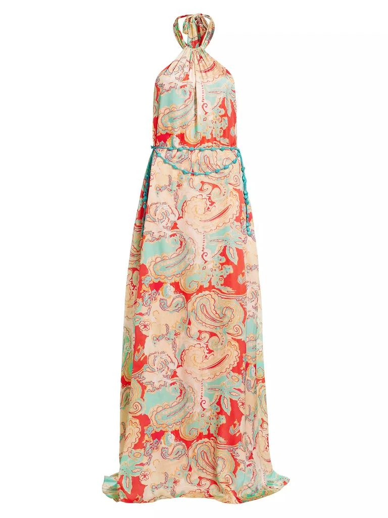 AMUR Collie Paisley Satin Halter Gown 1