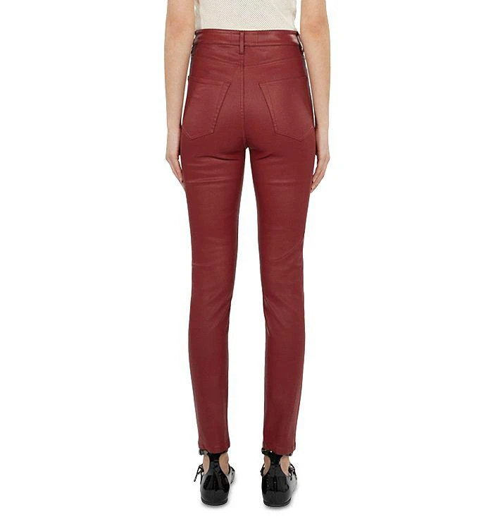 The Kooples High Rise Faux Leather Skinny Jeans in Dark Red 3