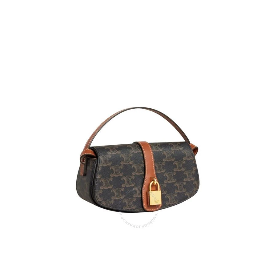 Celine Triomphe Canvas and Calfskin Clutch On Strap 2