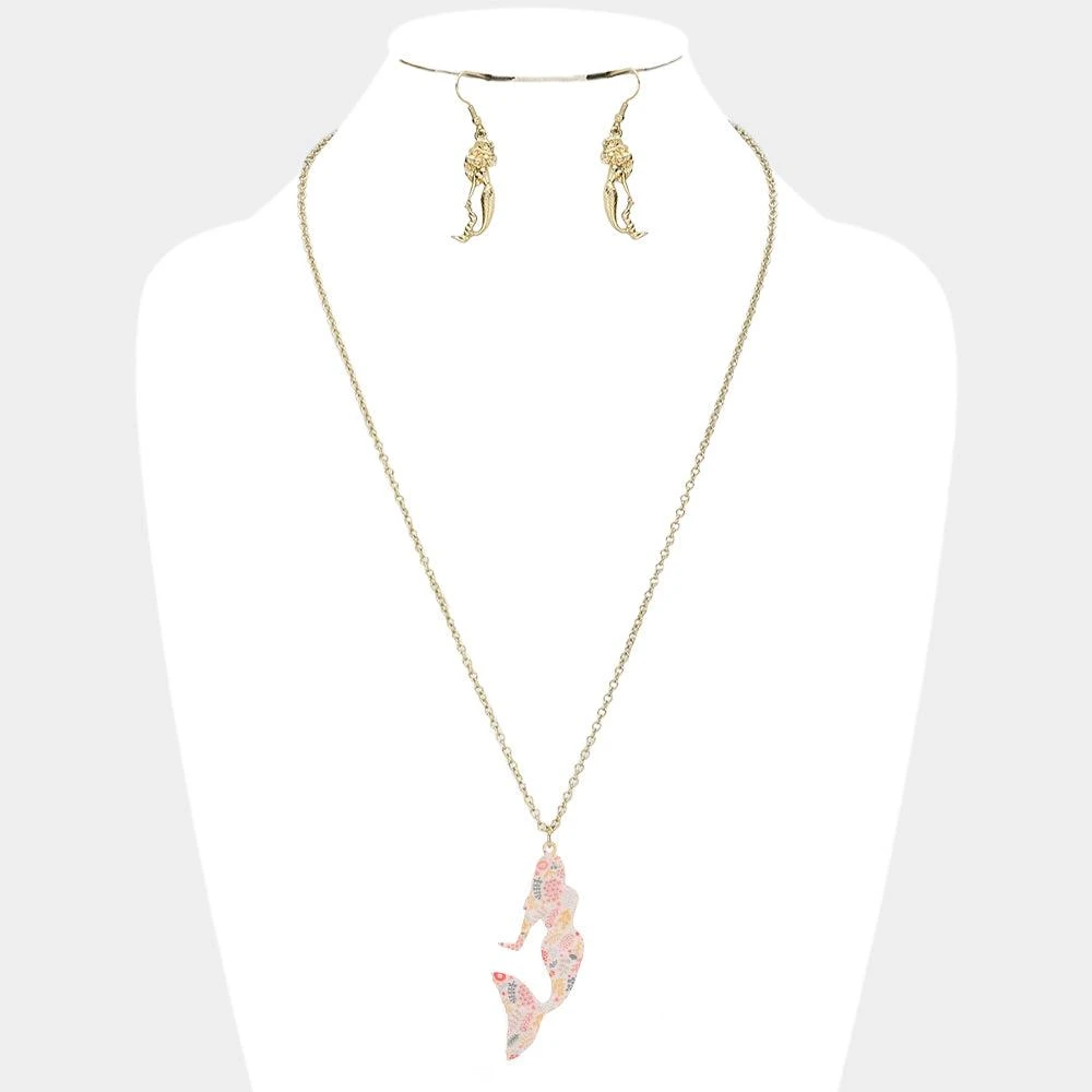 FASHNZFAB Patterned Mermaid Pendant Necklace 1