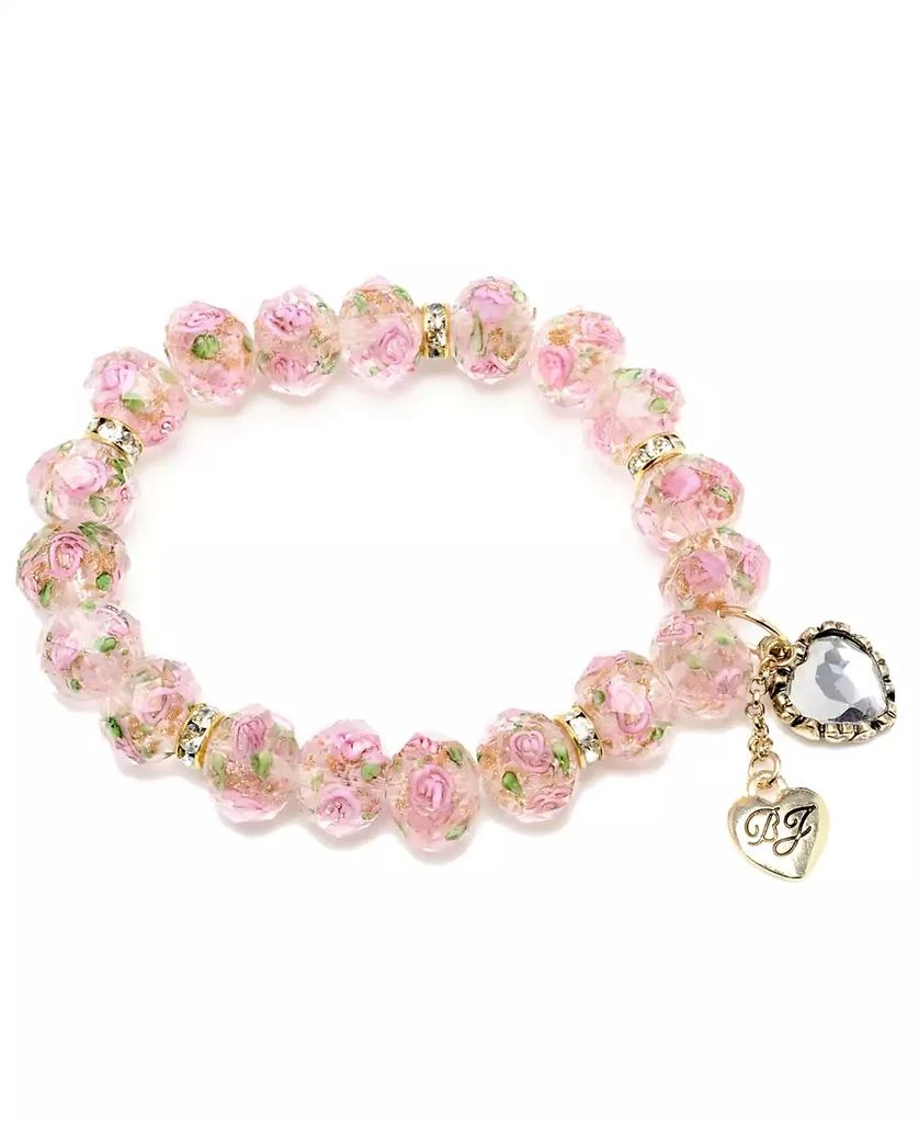 Betsey Johnson Pink Flower Beaded Stretch Bracelet 1