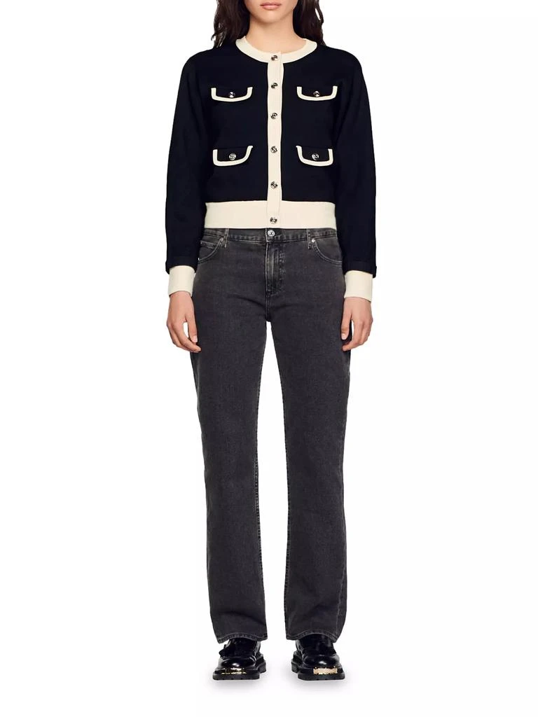 Sandro Two-Tone Cardigan with Buttons 8