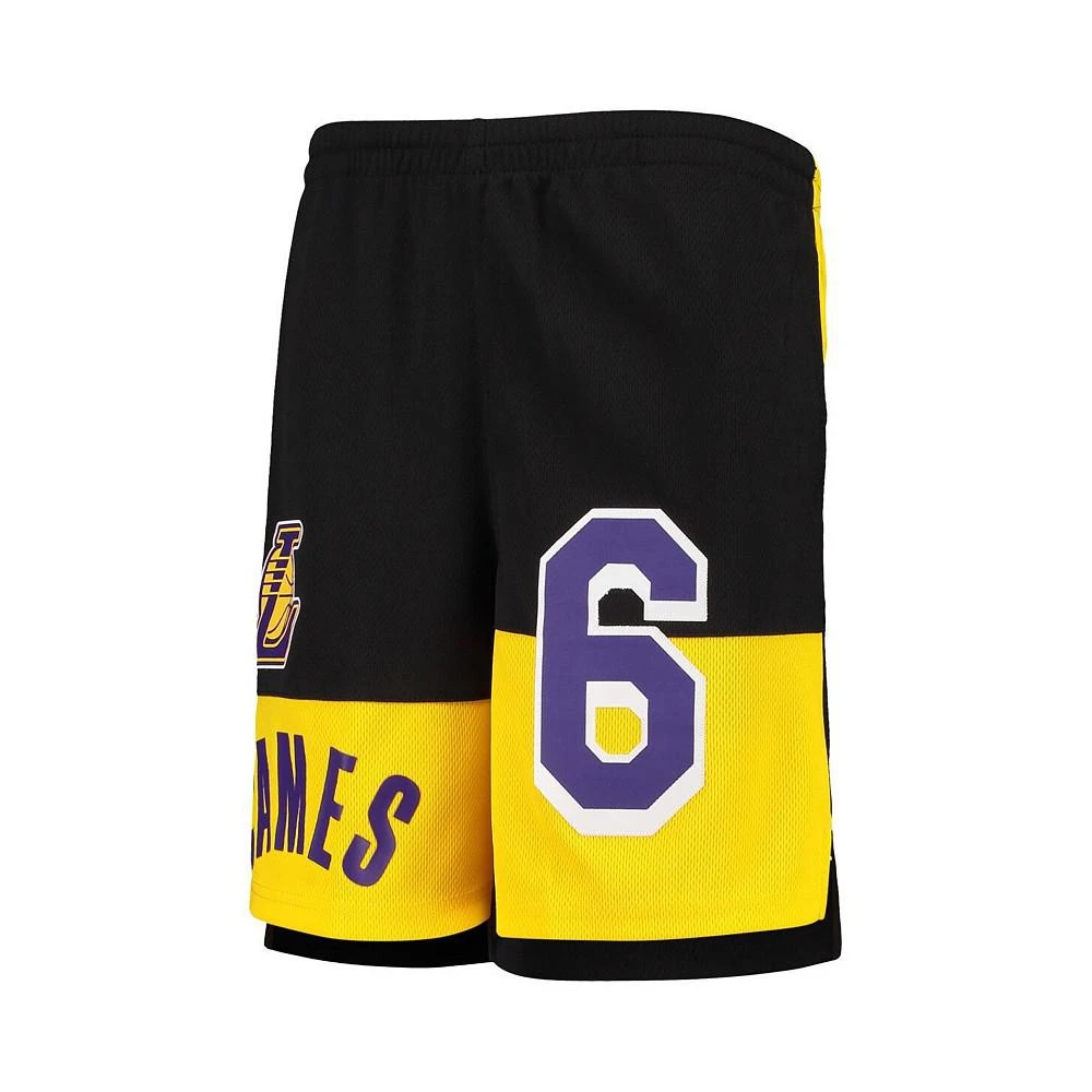 Outerstuff Big Boys LeBron James Black Los Angeles Lakers Pandemonium Name and Number Shorts 3