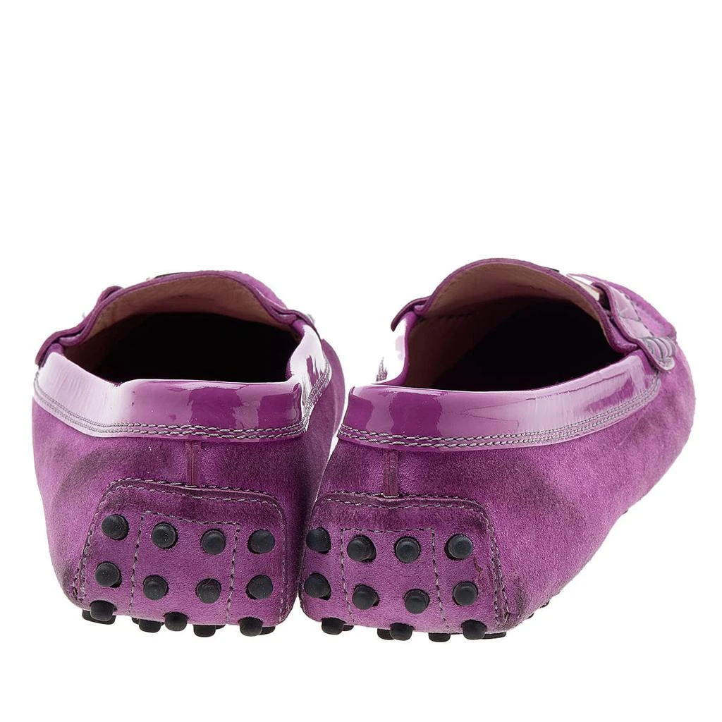 Tod's Tod's Purple Suede And Patent Leather Trim Embellished Slip On Loafers Size 38 5