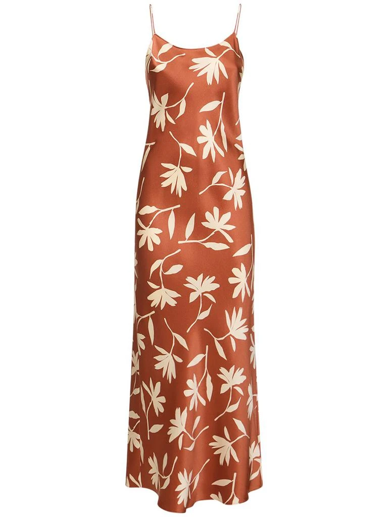 ANINE BING Chloe Printed Silk Satin Long Dress 1