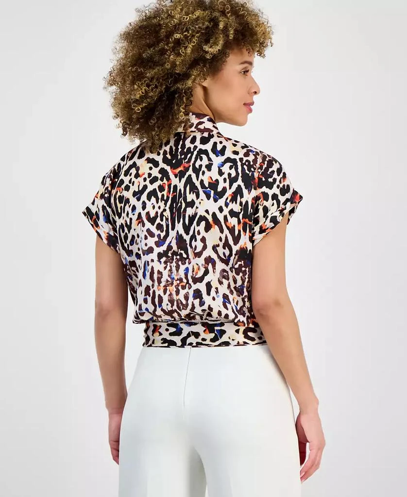 Tahari Women's Printed Short-Sleeve Faux-Wrap Top, Regular & Petite 4