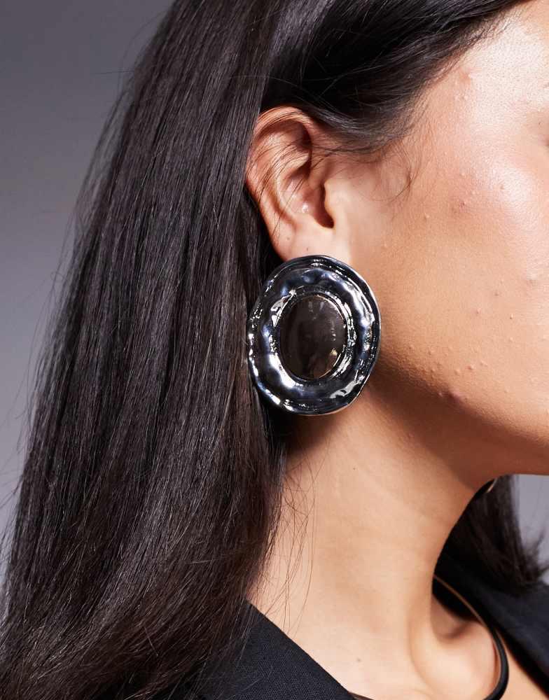 8 Other Reasons 8 Other Reasons mixed metal large stud earrings in 18k gold plated