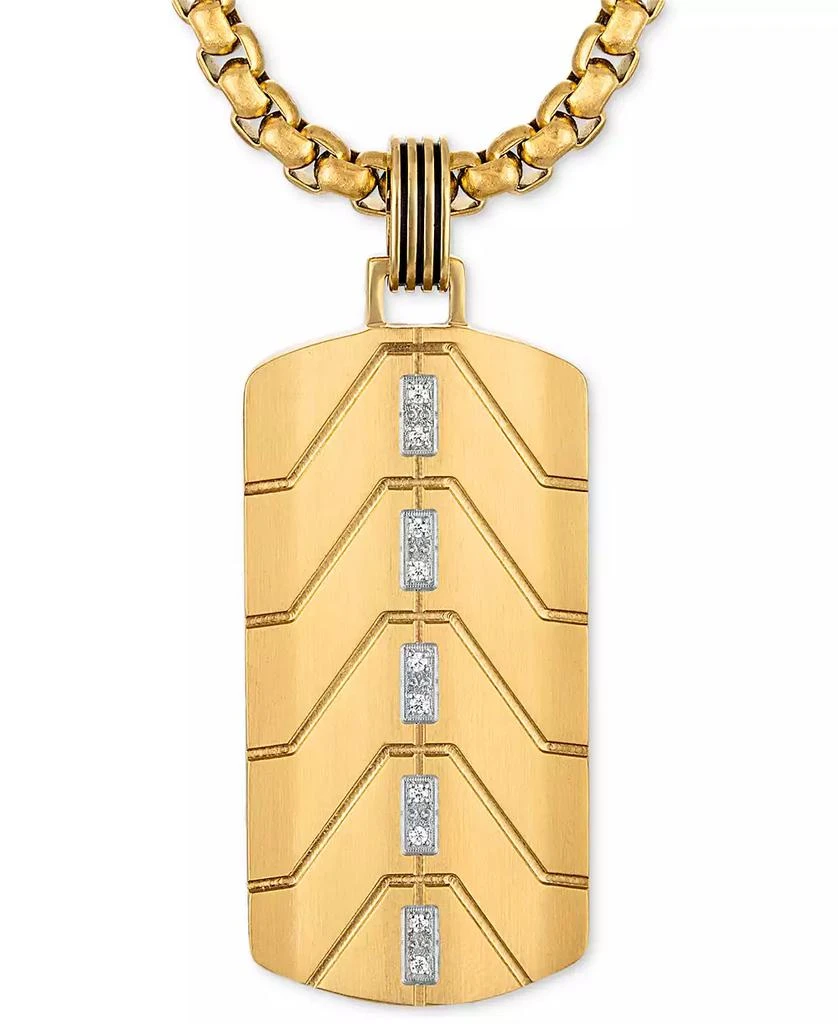 Esquire Men's Jewelry Diamond Chevron Dog Tag 22" Pendant Necklace (1/20 ct. t.w.) in Black & Gold-Tone Ion Plated Stainless Steel, Exclusively at Macy's 1
