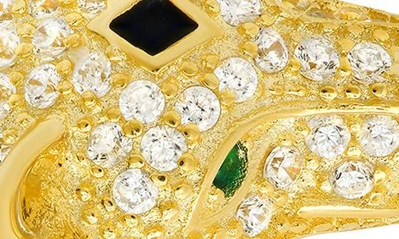 Queen Jewels 14K Gold Plated Sterling Silver CZ Pavé Panther Ring 5