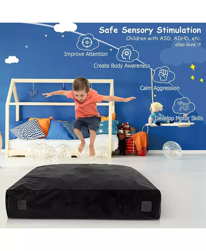 Costway 57" x 57" Crash Pad Sensory Mat with Foam Blocks & Washable Velvet Cover 10