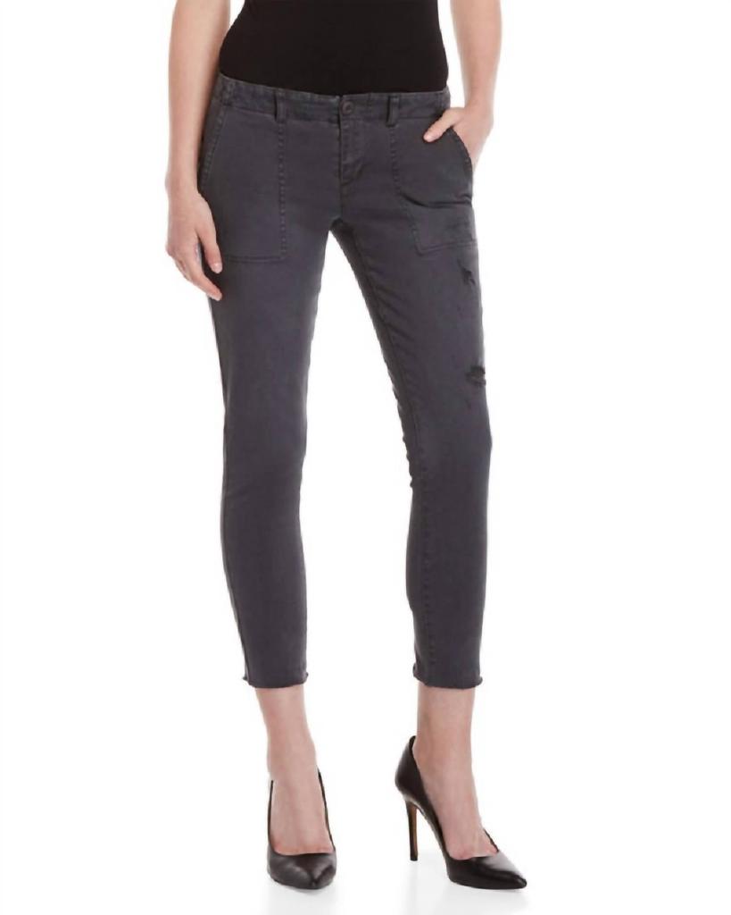 Pam & Gela Pam & Gela - Twill Raw Hem With Distressed Lace-Up Detail Crop Pants