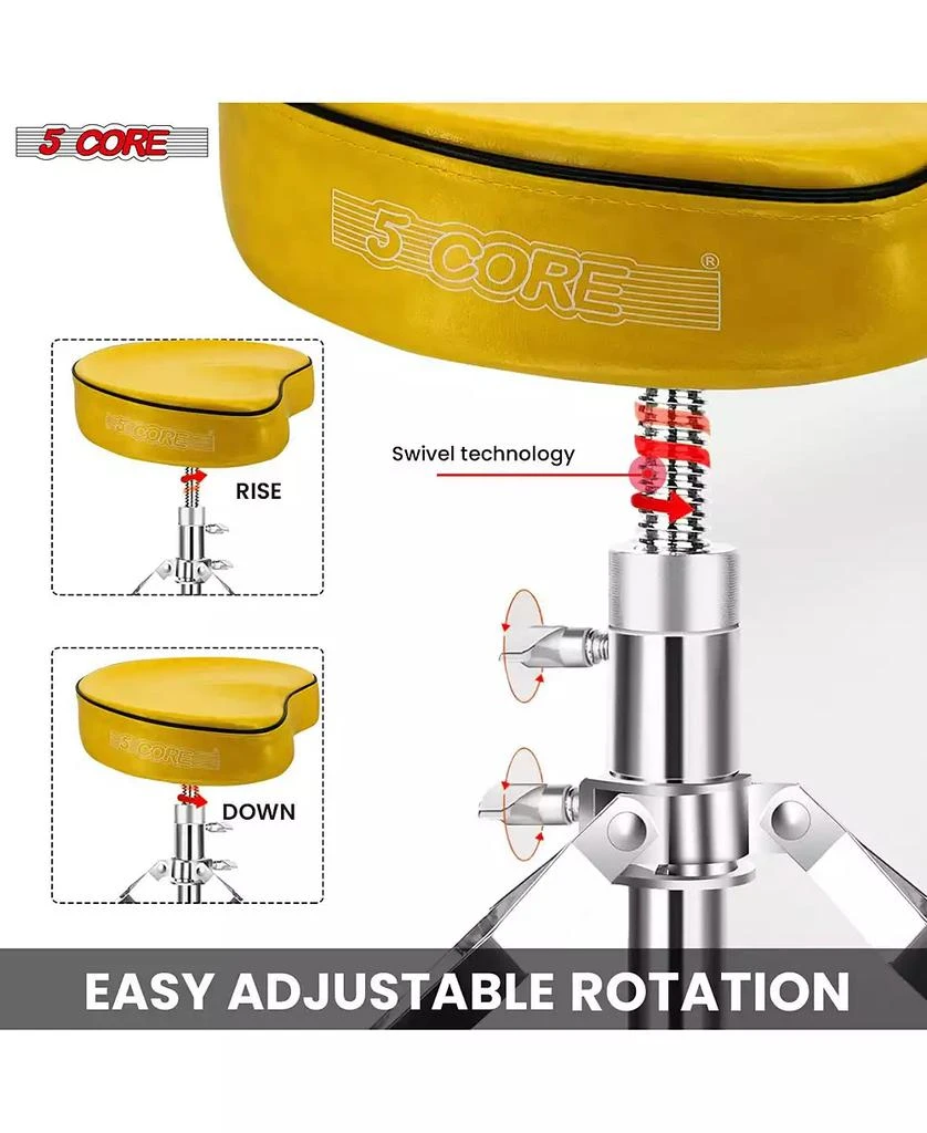 5 Core Drum Throne 4" Padded Guitar Stool Drummer Chair Adjustable Musician Seat - DS CH YLW SDL HD 7