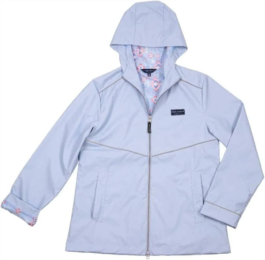 Simply Southern Full Zip Rain Jacket In Surf 1