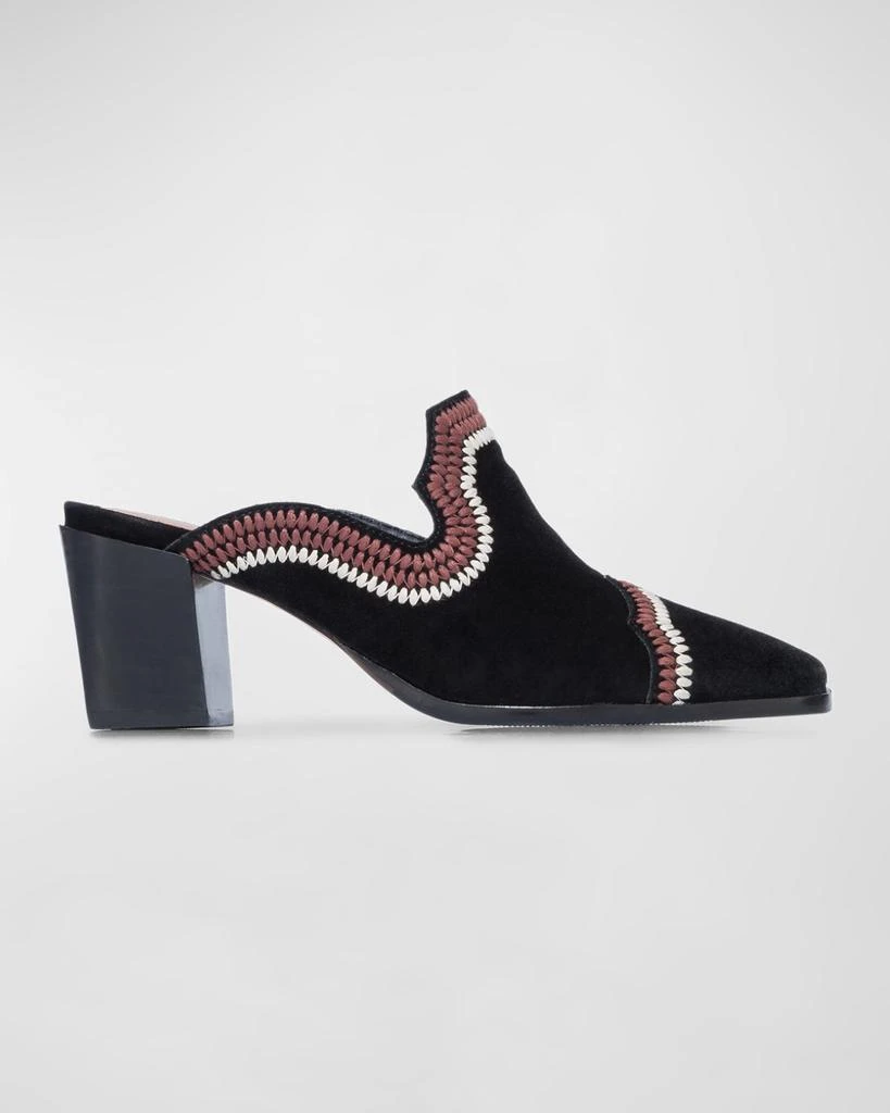 Bernardo Brooklyn Embroidered Suede Loafer Mules 1