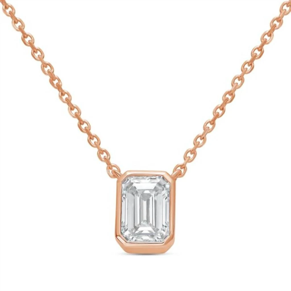 Diana M Jewels Diana M Jewels - 4.00cts Lab Grown Emerald Bezel Pendant Necklace