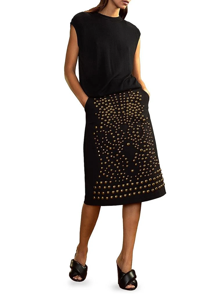 Cynthia Rowley Serena Studded Denim A-Line Skirt 2