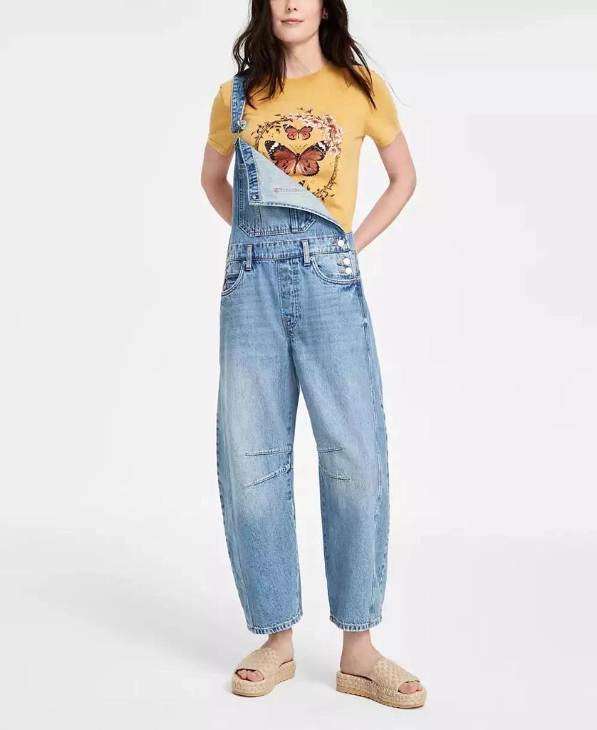 Lucky Brand Women's Cotton Denim Barrel-Leg Overalls 2