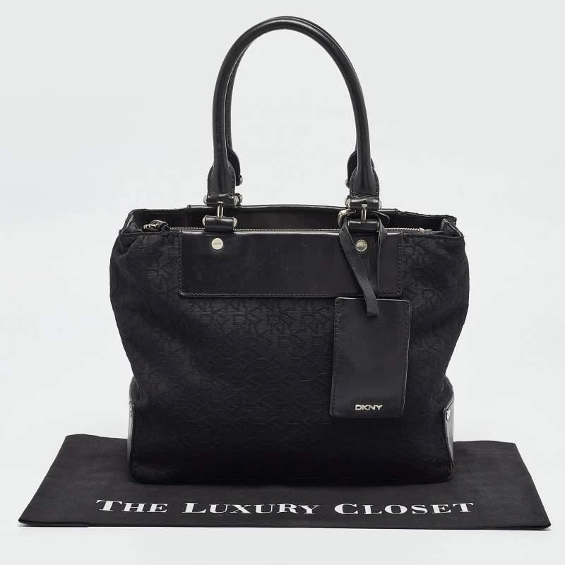 DKNY DKNY Black Monogram Canvas and Leather Tote 14