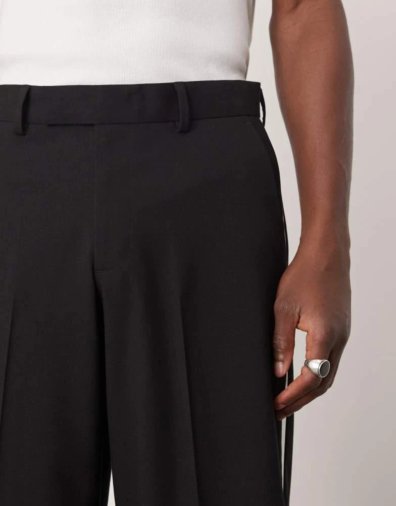 ASOS ASOS DESIGN smart loose fit tuxedo trousers in black with white side stripe 5