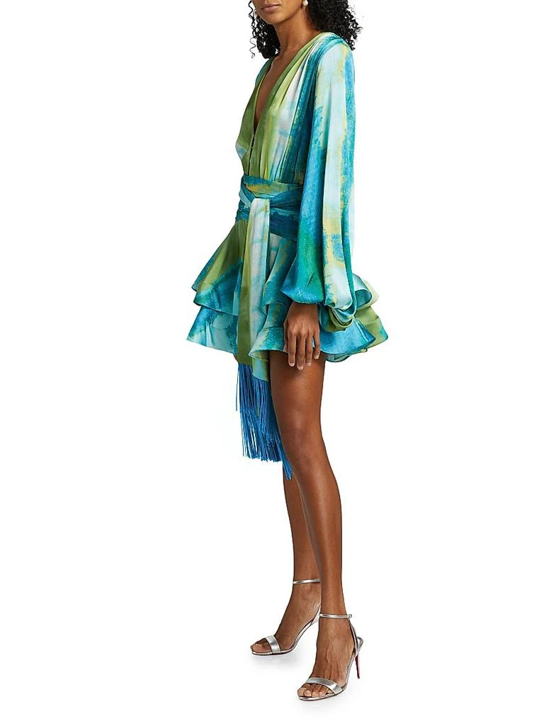 BRONX AND BANCO Bedouin Coastal Abstract Silk-Blend Tie-Waist Minidress 4