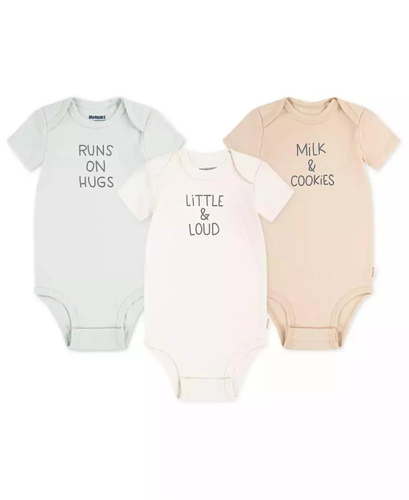 Huggies Baby Boys
 and Girls
 Short-Sleeve Bodysuit, 3-Pack Set