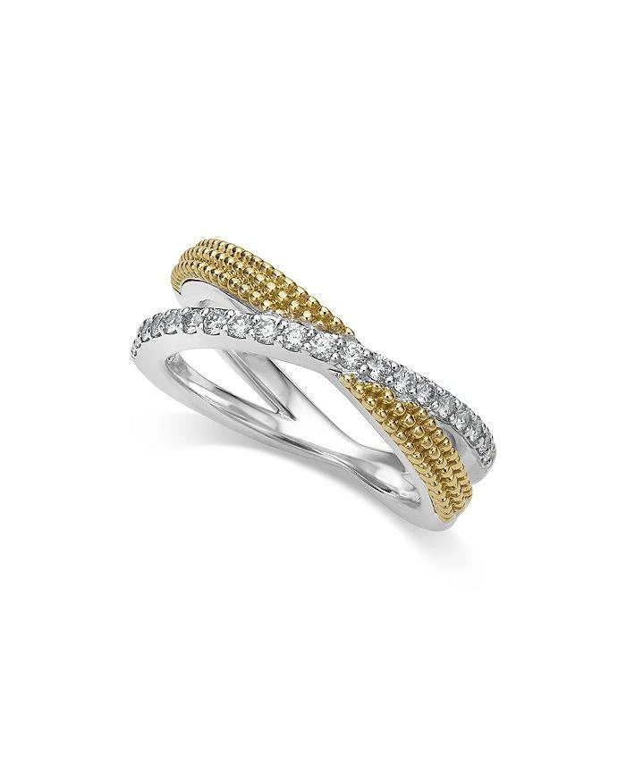 LAGOS 18K Yellow Gold 
Sterling Silver Caviar Lux Diamond X Ring