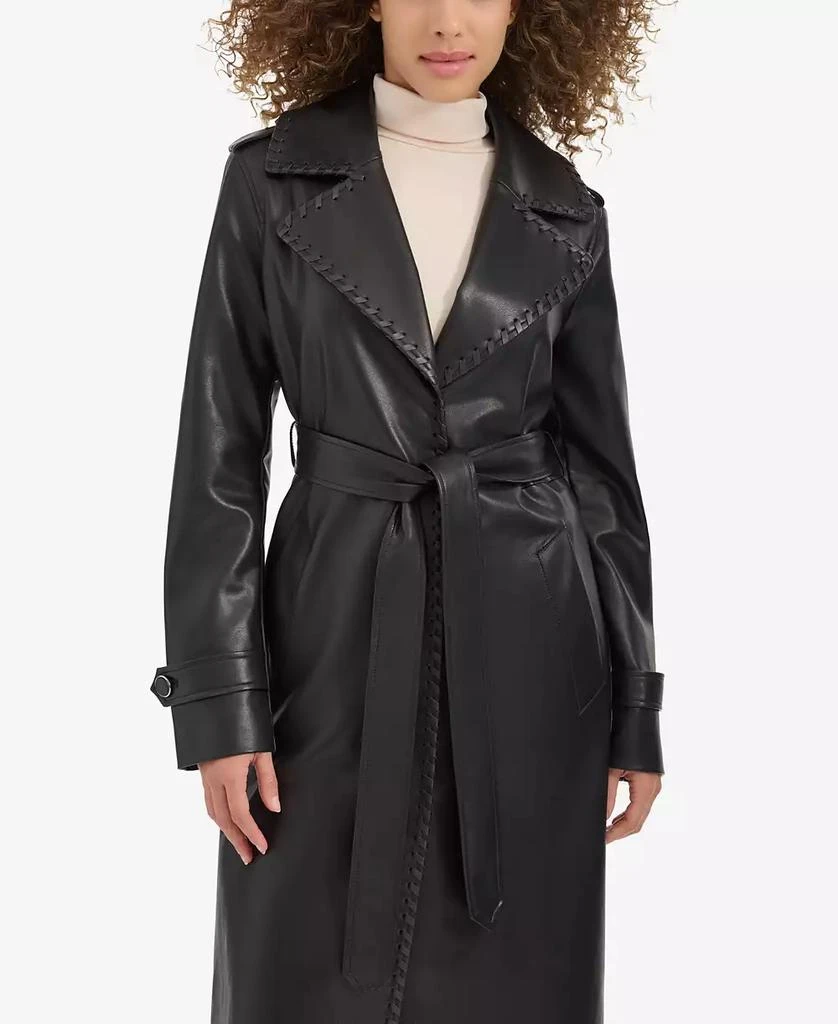Kenneth Cole Women's Faux Leather Trench Coat 7
