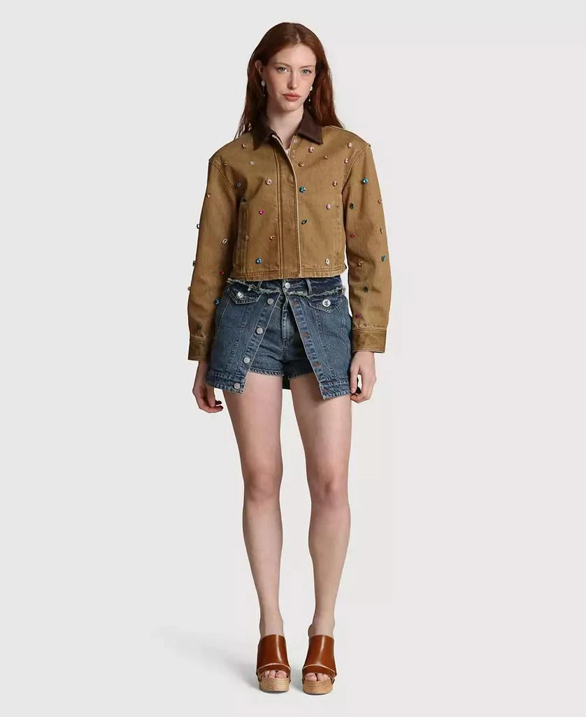 Avec Les Filles Women
s Embellished Chore Spread Collar Jacket 10
