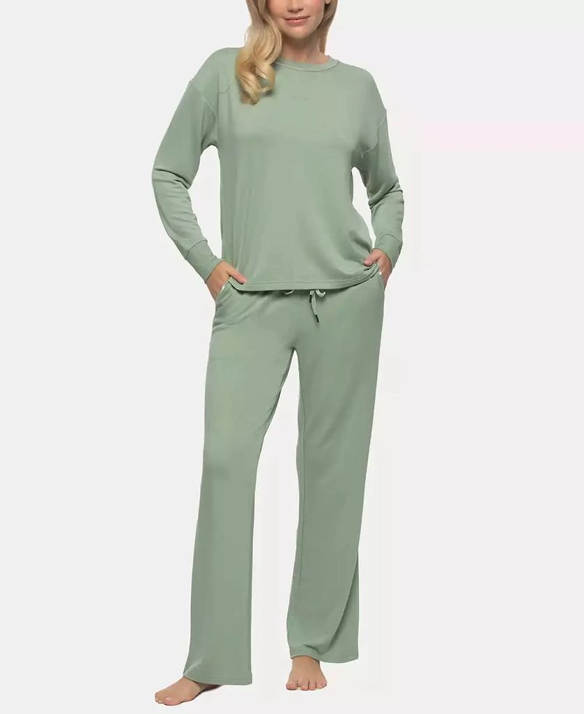 Felina Women's Aria Long Sleeve Crewneck and Pant Lounge Set 1