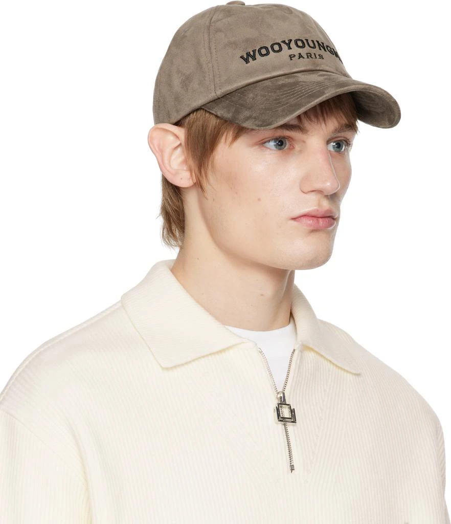 WOOYOUNGMI Beige Faux Suede Ball Cap 2