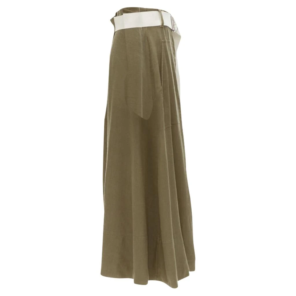 Tibi safari linen blend belted wrap midi skirt 4