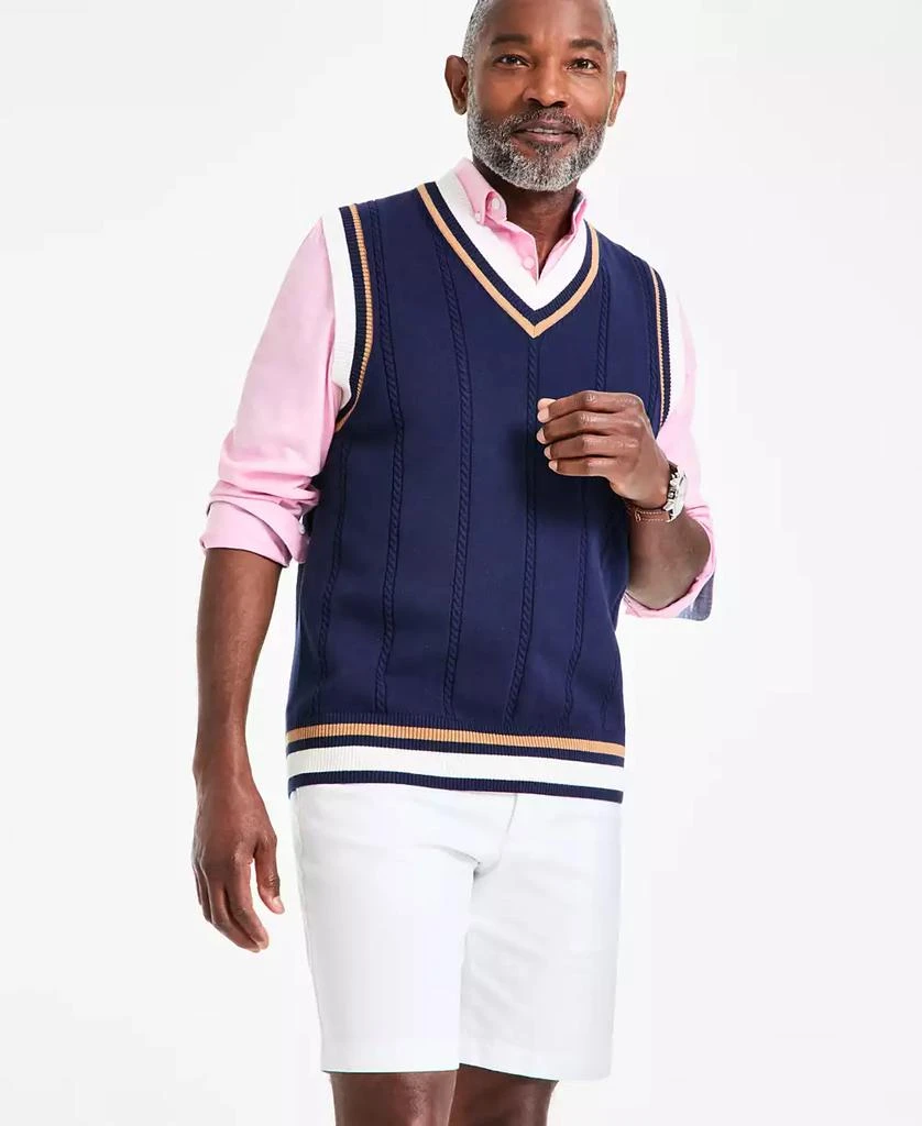 Club Room Men's Regular-Fit Colorblocked Mini Cable-Knit Sweater Vest, Exclusively at Macy's 1