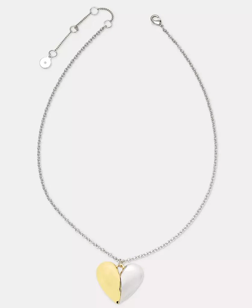 DKNY Two-Tone Puff Heart Pendant Necklace, 16" + 3" extender 2