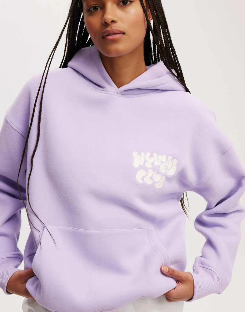 Cotton:On Cotton:On Plush premium graphic hoodie in purple 2