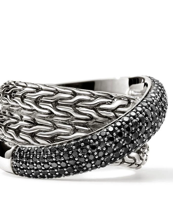 John Hardy JH Essentials Sterling Silver Black Sapphire Pavé Crossover Ring 4