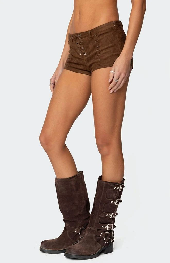Edikted Sloane Faux Suede Micro Shorts 3