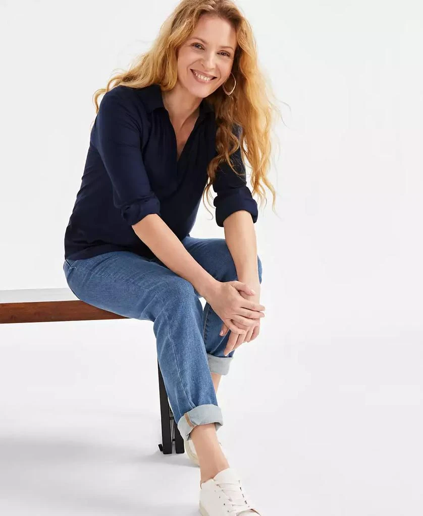 Style & Co Women's Johnny Collar Long-Sleeve Shirt, Exclusively at Macy's 2