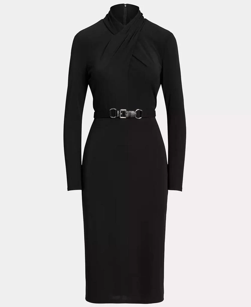 Ralph Lauren Women's Belted Mockneck Long-Sleeve Stretch Jersey Dress 3