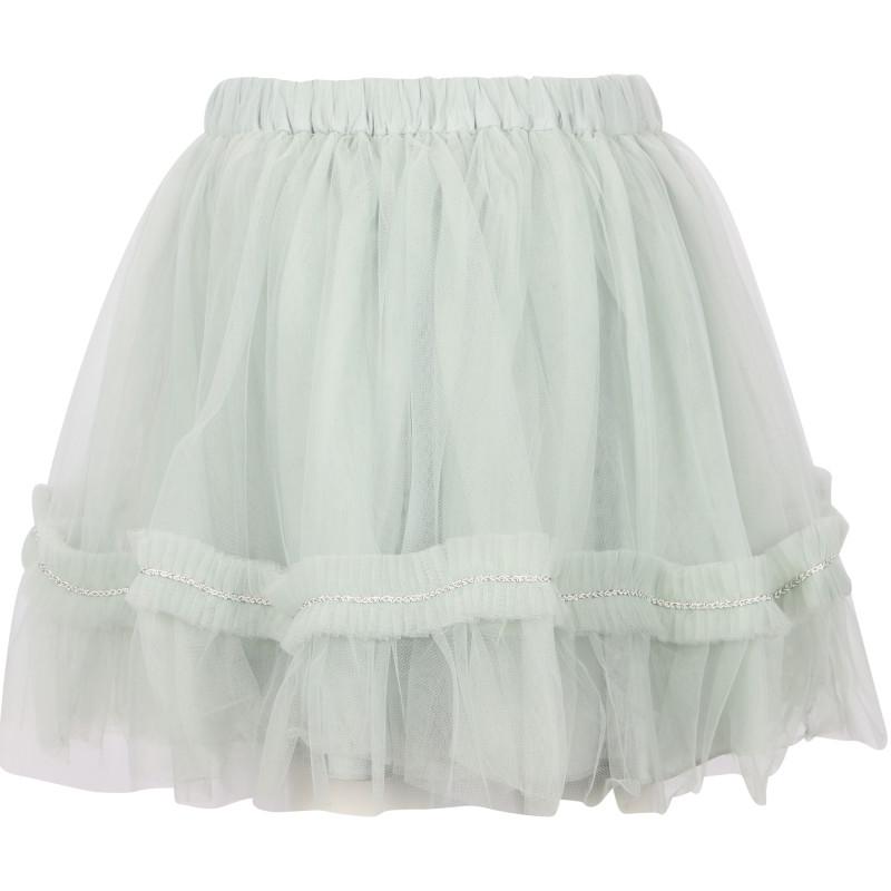 Abel & Lula Ruffled tulle skirt in jade green