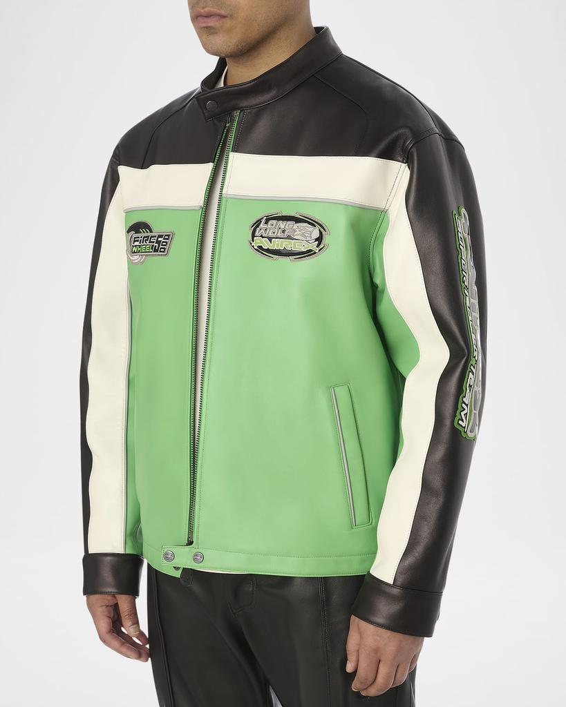 AVIREX Men's Lone Wolf Leather Racer Jacket - Jackets - Free