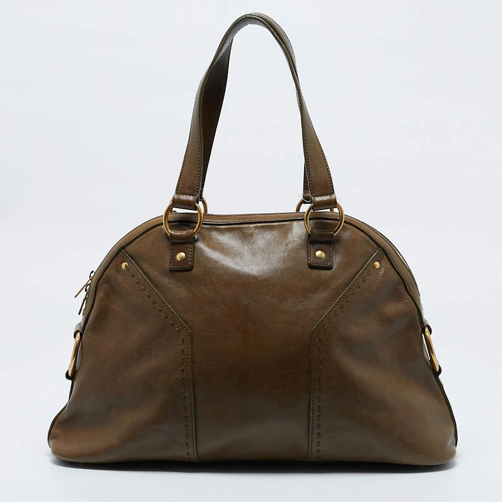 Yves Saint Laurent Yves Saint Laurent Olive Green Leather Large Muse Bag 4