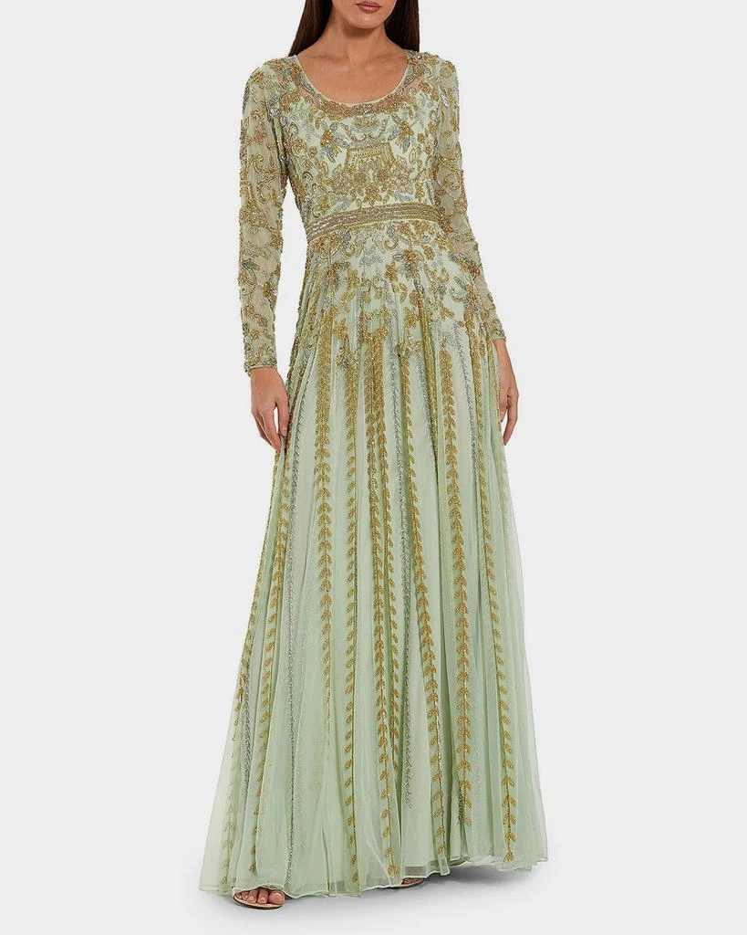 Mac Duggal Evening Beaded Mesh Gown