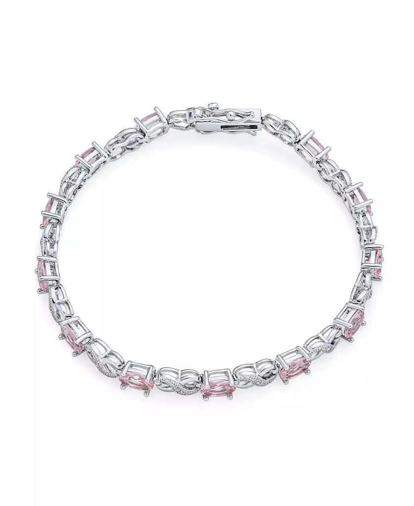 Bling Jewelry Forever Love Symbol Infinity Tennis Bracelet 9CT Oval Sapphire Blue Cubic Zirconia CZ Silver 2