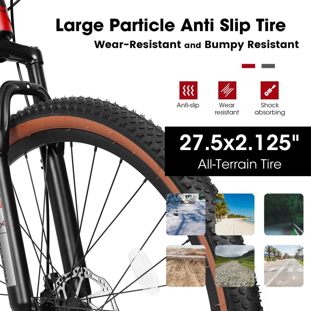 Streamdale Furniture Streamdale 27.5" Aluminum Mountain Bike with 21-Speed Shimano Derailleur and Disc Brakes 5
