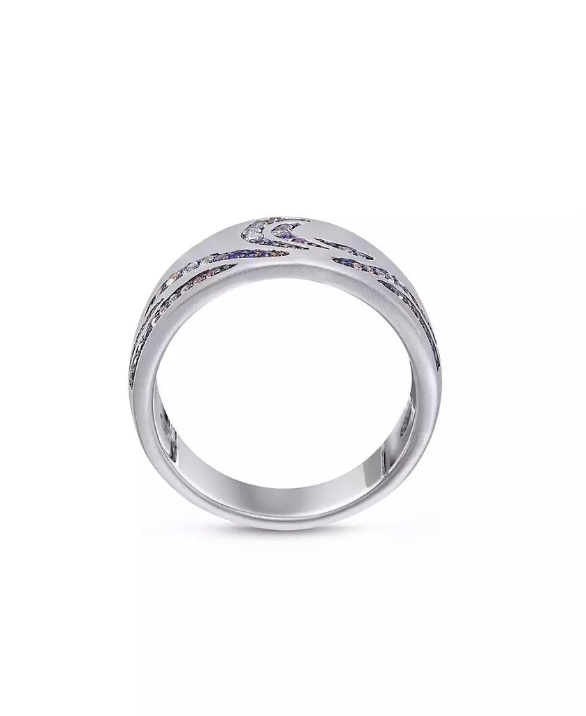 LuvMyJewelry Surf Up Design Sterling Silver Blue Sapphire, Topaz Gemstone Band Men Ring 2