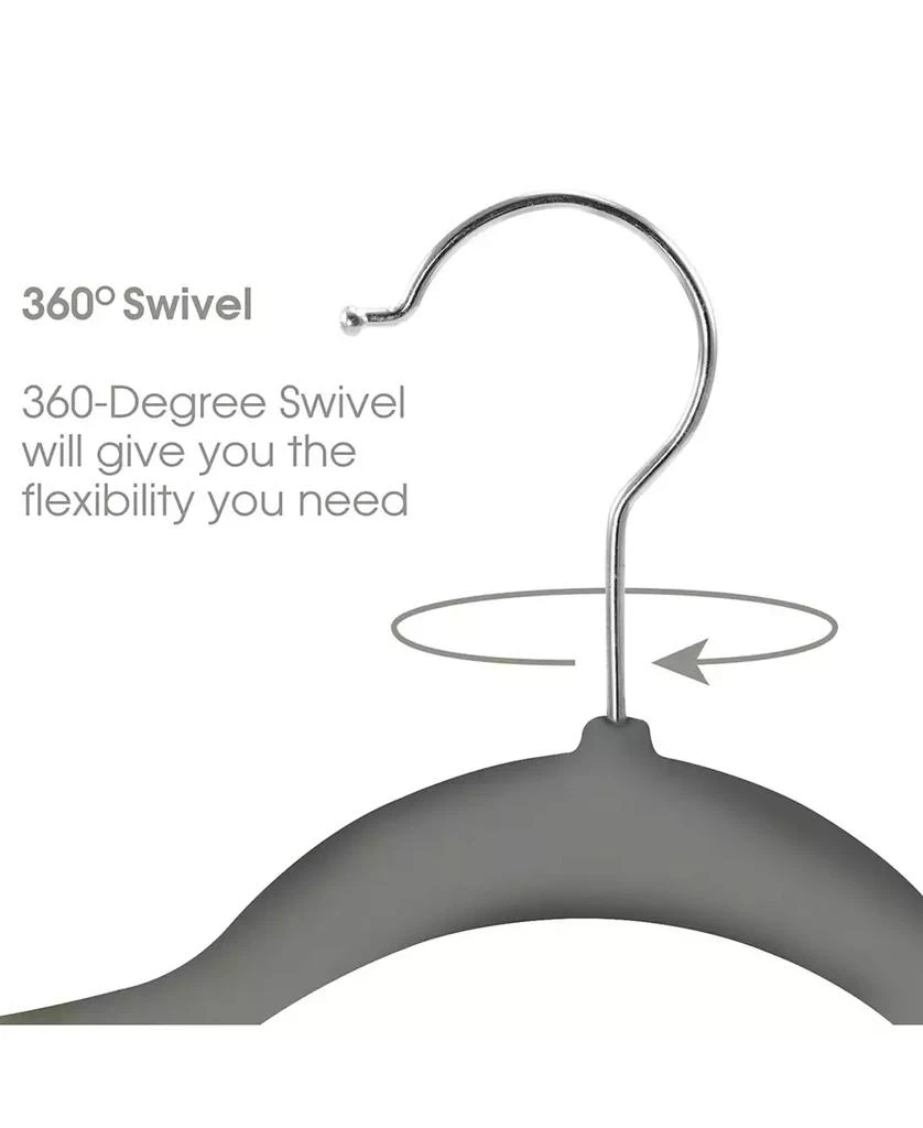 Elama Home 100 Piece Velvet Slim Profile Heavy Duty Felt Hangers with Stainless Steel Swivel Hooks in Pink 6